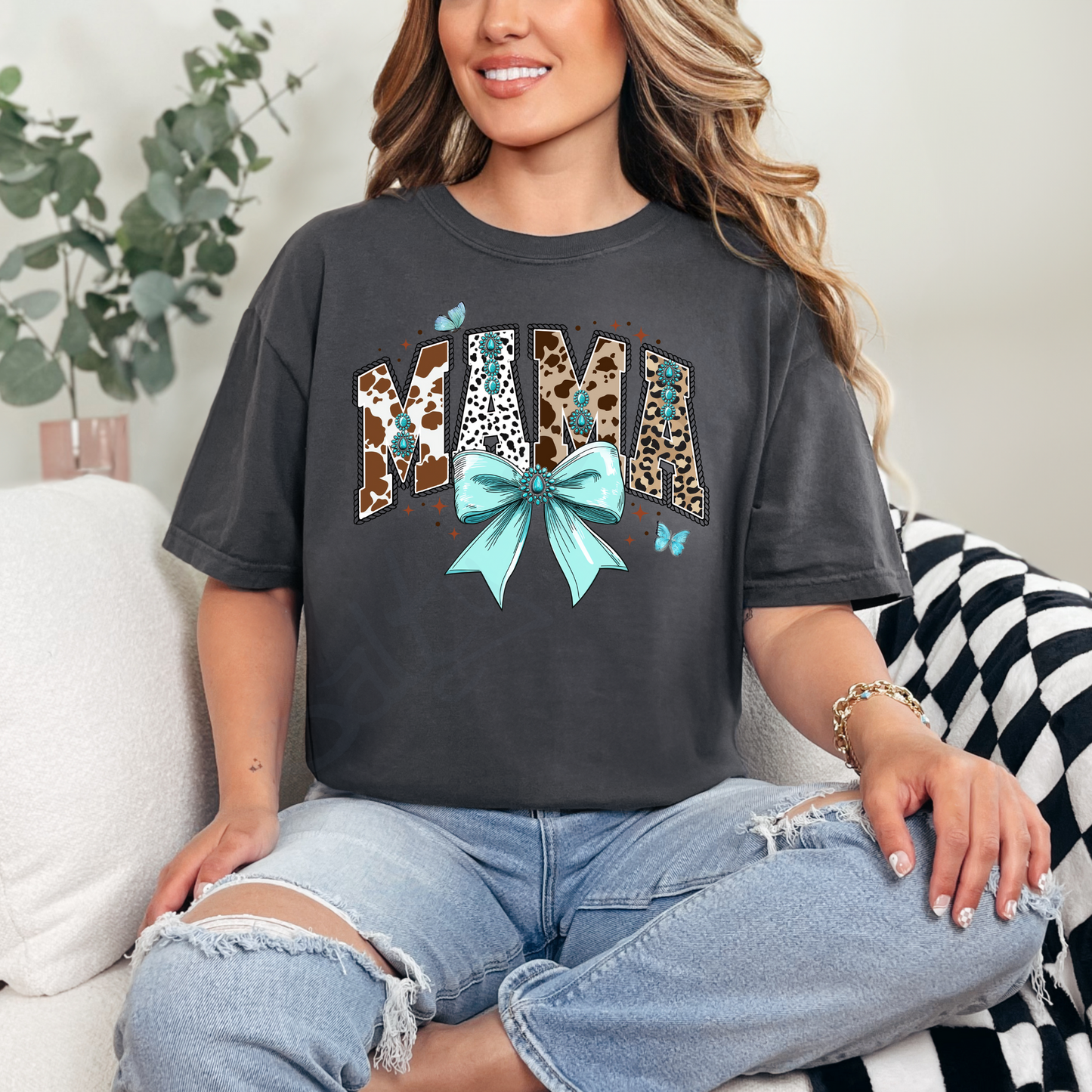 Mama Teal Coquette Bow